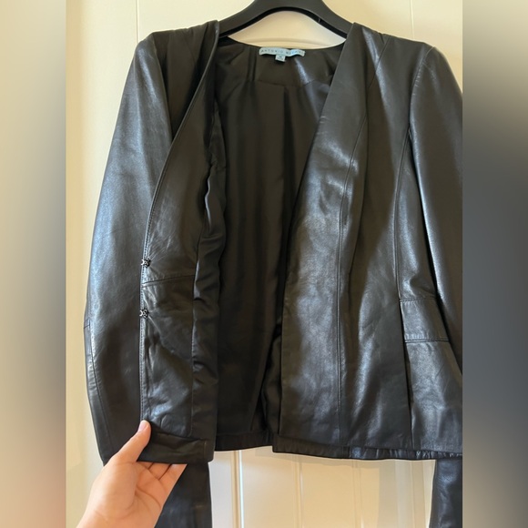 Antonio Melani Black Leather Jacket Women Size M - Picture 3 of 6